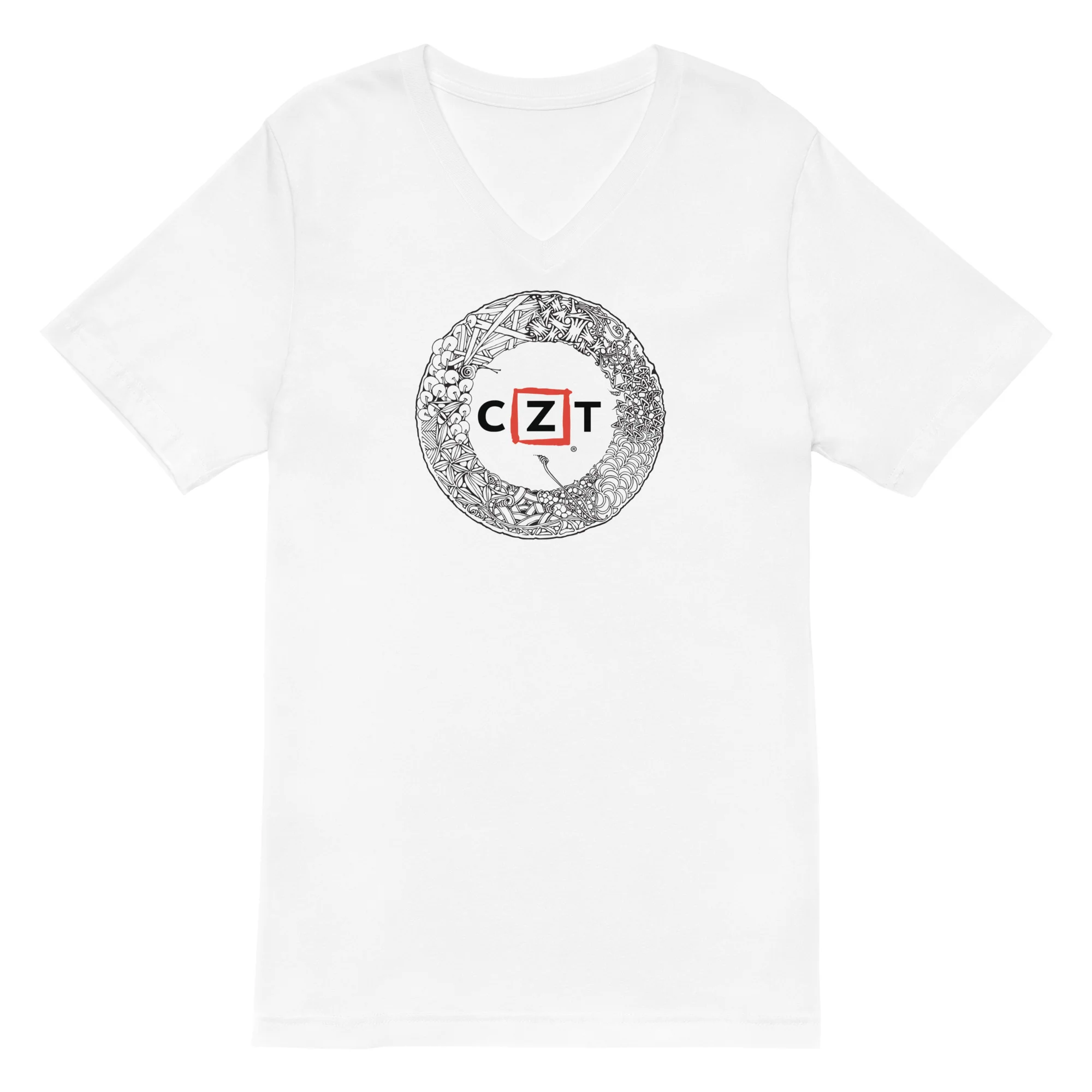 CZT - White Unisex Short Sleeve V-Neck T-Shirt