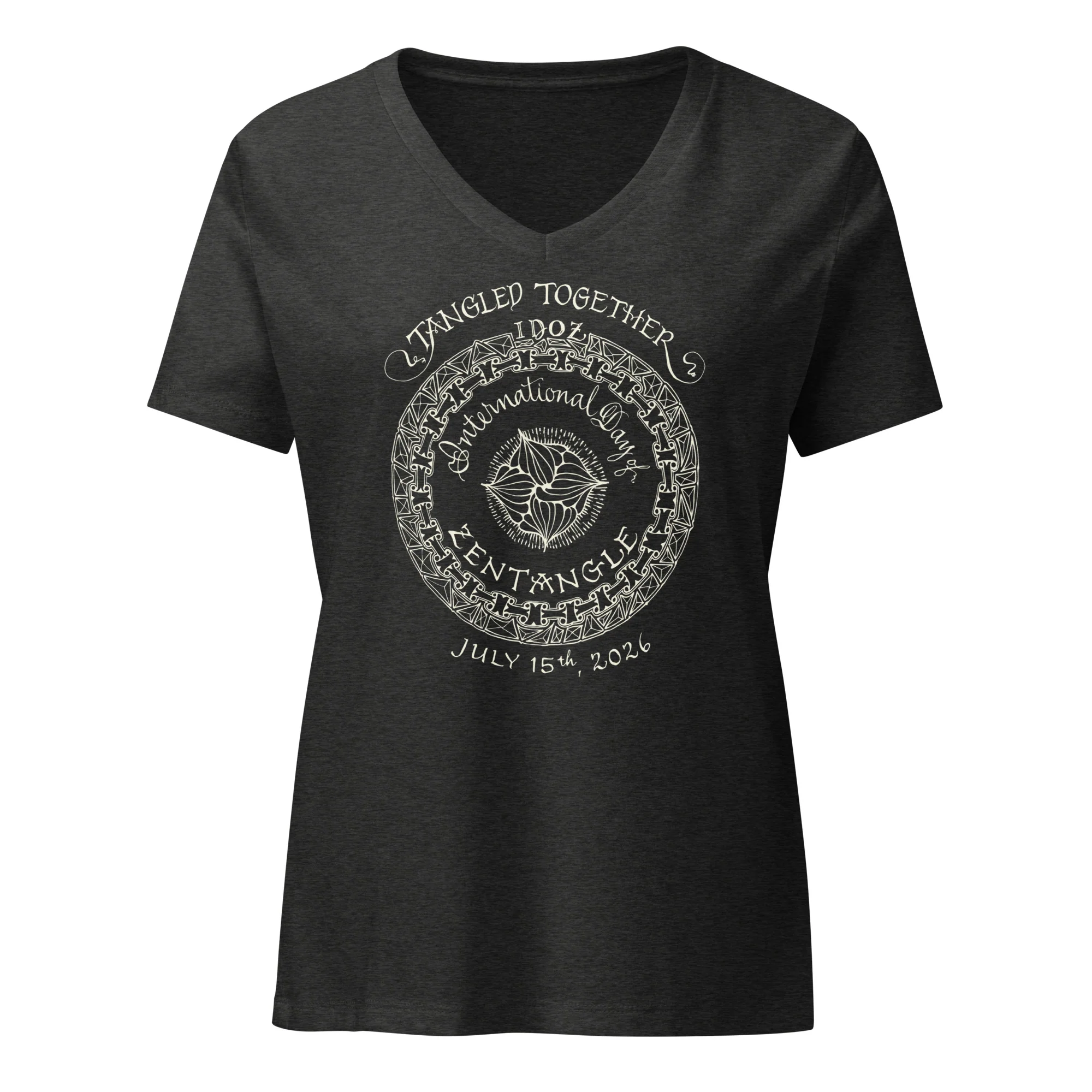 IDOZ 2026 - Women’s relaxed v-neck t-shirt with White Print - Image 3