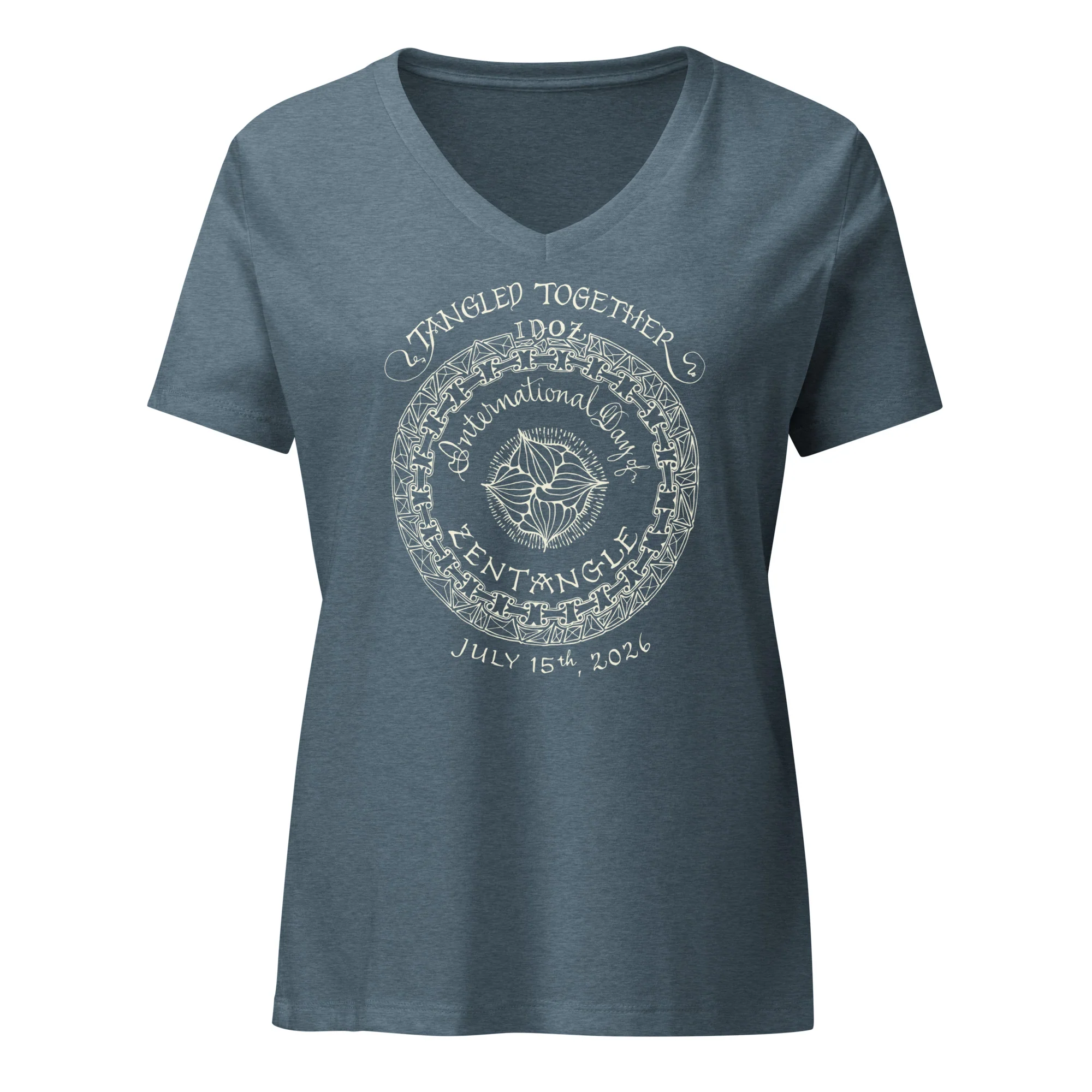 IDOZ 2026 - Women’s relaxed v-neck t-shirt with White Print - Image 4