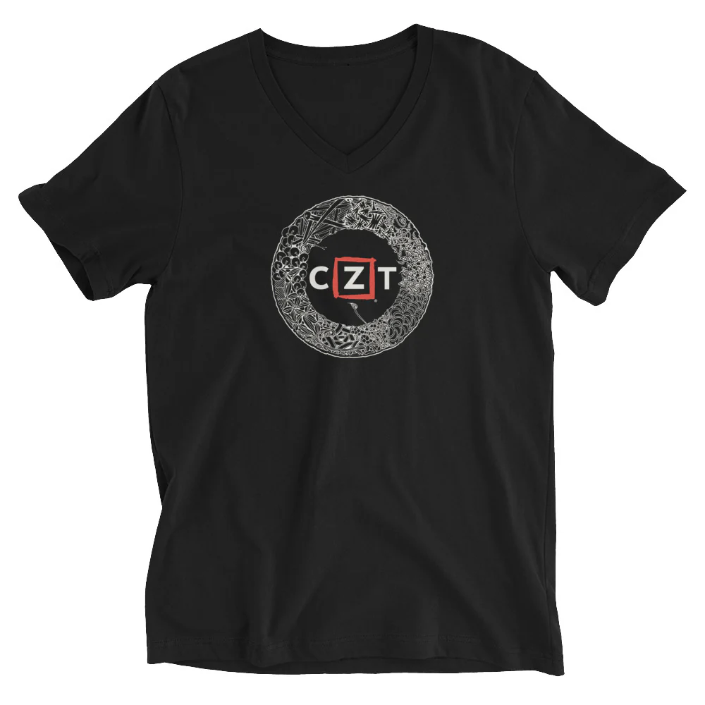 CZT - Black Unisex Short Sleeve V-Neck T-Shirt