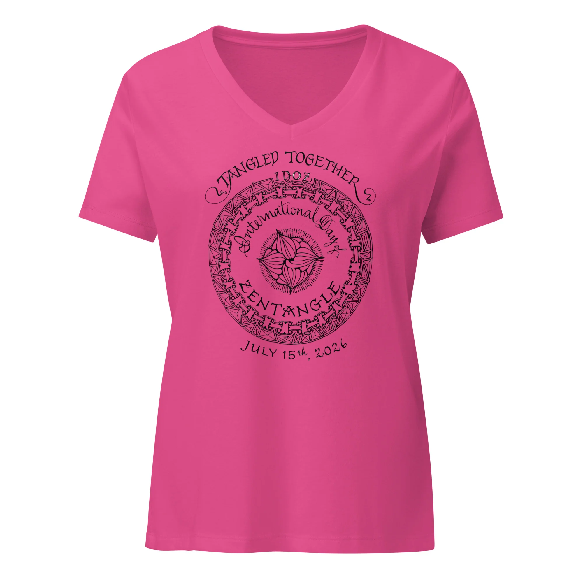 IDOZ 2026 - Women’s relaxed v-neck t-shirt - black print - Image 2
