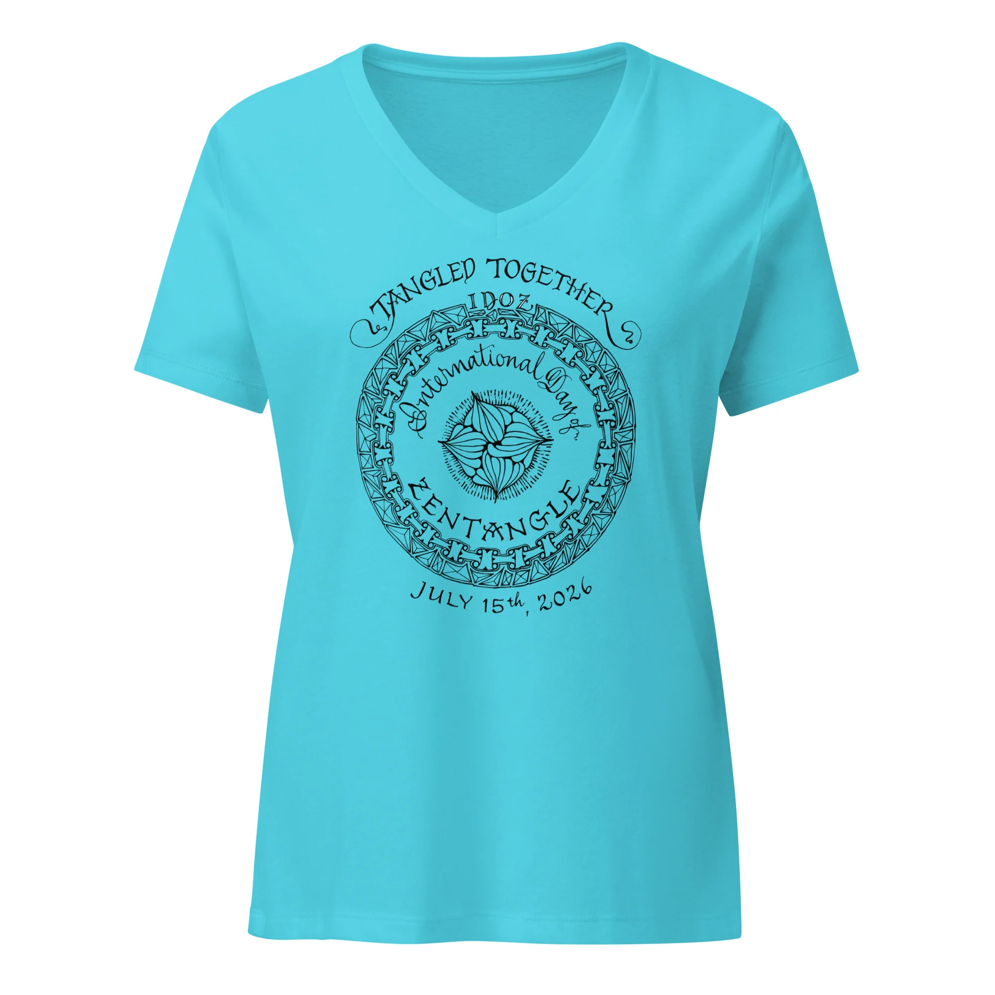 IDOZ 2026 - Women’s relaxed v-neck t-shirt - black print - Image 3