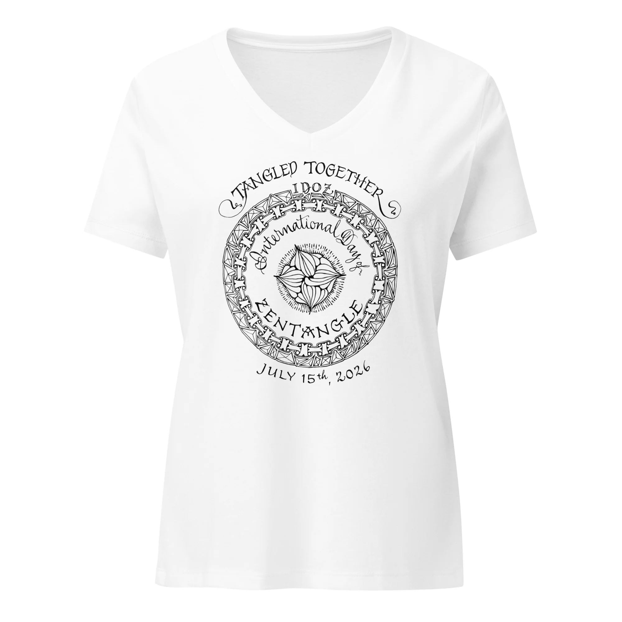 IDOZ 2026 - Women’s relaxed v-neck t-shirt - black print - Image 4