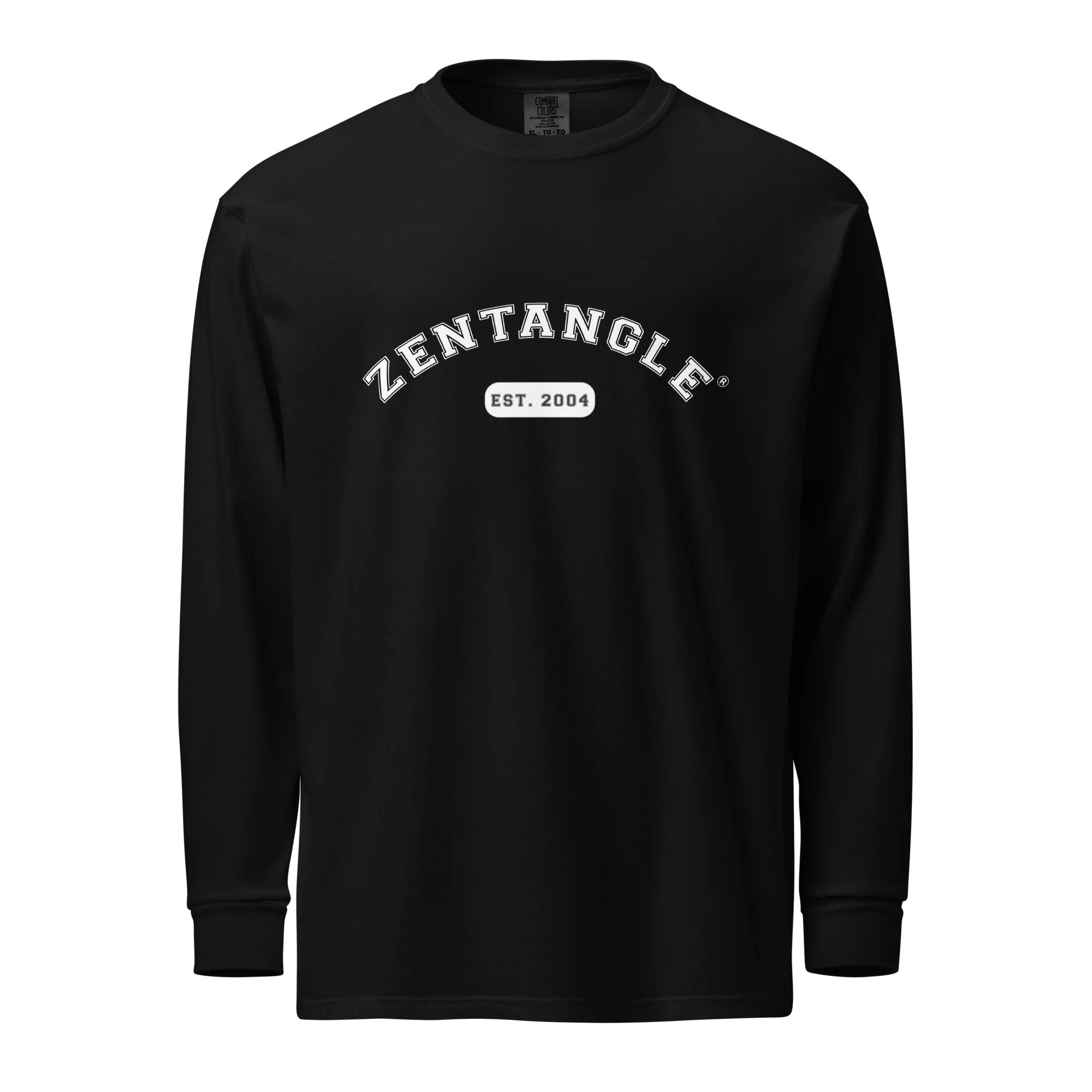 Zentangle Varsity Letter Black Garment-dyed heavyweight long-sleeve shirt