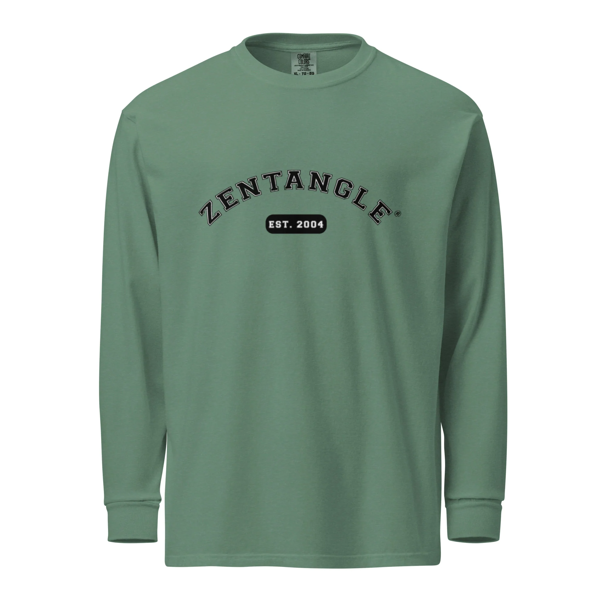 Zentangle Varsity Letter Green or White Garment-dyed heavyweight long-sleeve shirt